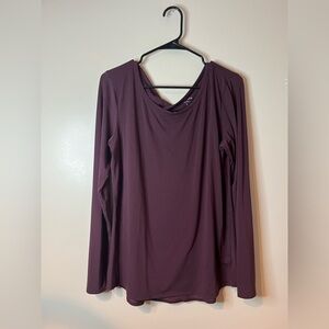 Athleta Burgundy Twist Back Long Sleeve Top EUC